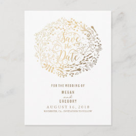 faux guld foil blommigt bouquet wandedräkt, spara meddelande vykort