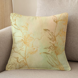 Faux guld foil botanical löv kräm vintage chic kudde
