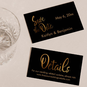Faux Guld Foil, Bröllop Detail Save Date Card Visitkort