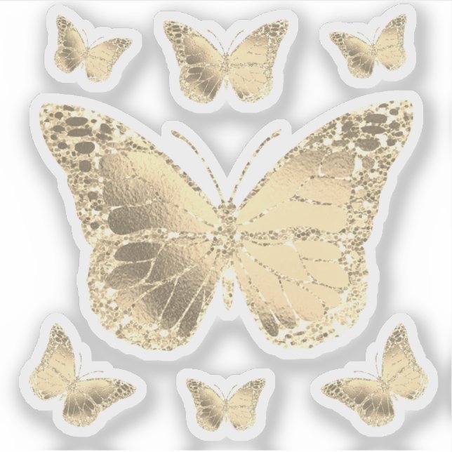 faux guld foil butterflies transparent dekal (Framsida)