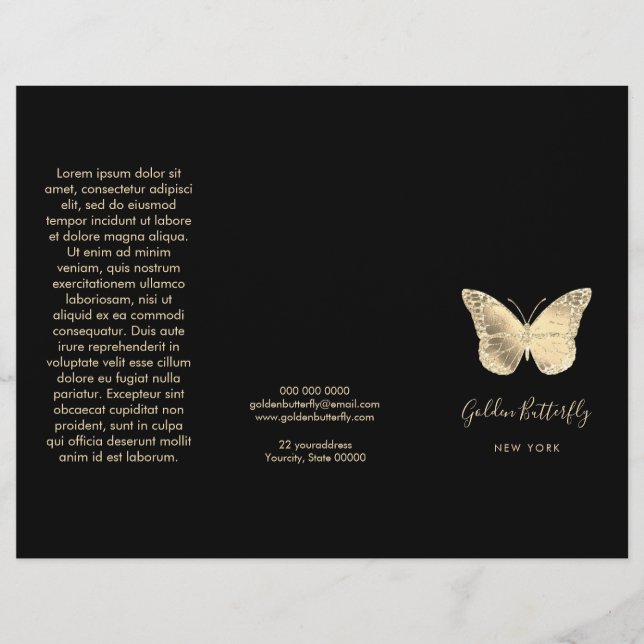 faux guld foil butterfly logotyp brochyr (Framsida)