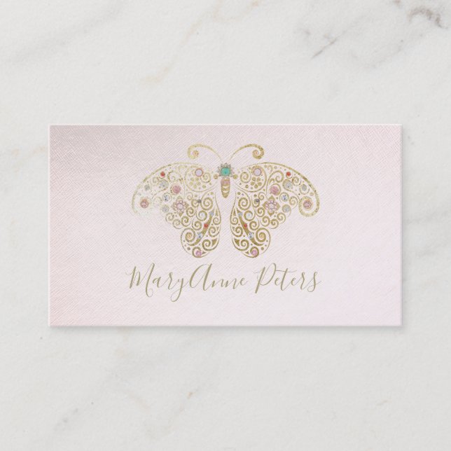 faux guld foil butterfly visitkort (Framsida)