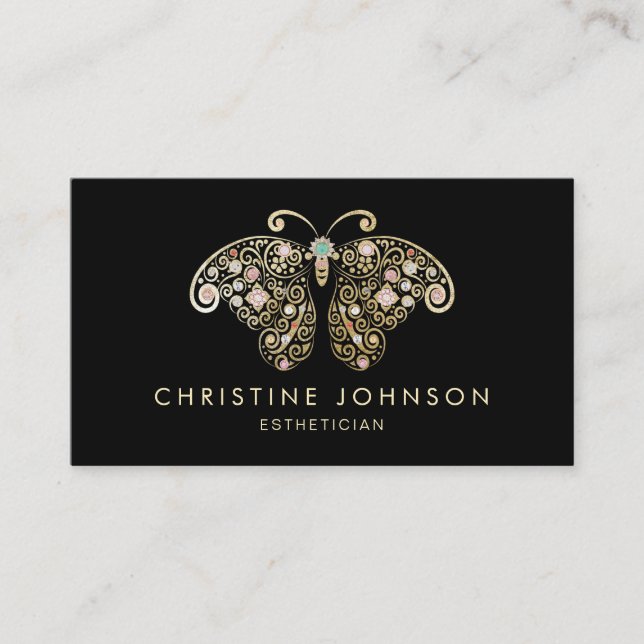 faux guld foil butterfly visitkort (Framsida)