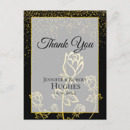 Faux Guld Foil Confetti blommigt - vattenstämpel T Vykort