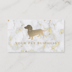 Faux guld foil dachshund på marmor visitkort