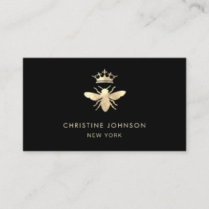 faux guld foil drottning bee logotyp visitkort