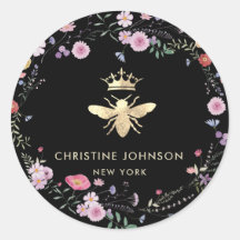 Faux guld foil drottning bee wildblommor