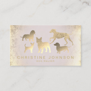 faux guld foil hundar silhouettes visitkort