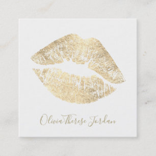 faux guld foil lippstift kyss affärskort fyrkantigt visitkort
