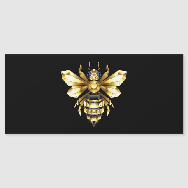 Faux Guld Foil Logotyp Bee Polygonon on Black (Framsida)