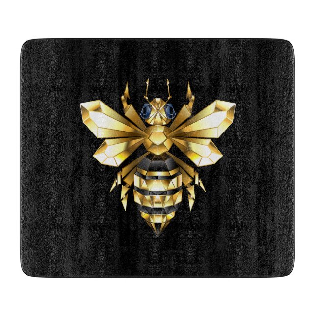 Faux Guld Foil Logotyp Bee Polygonon on Black (Framsidan)