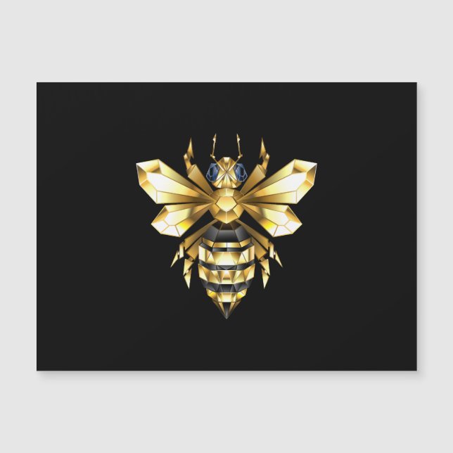 Faux Guld Foil Logotyp Bee Polygonon on Black (Framsida)