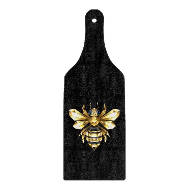 Faux Guld Foil Logotyp Bee Polygonon on Black (Framsidan)