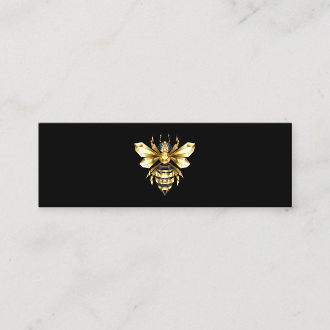 Faux Guld Foil Logotyp Bee Polygonon on Black (Framsida)