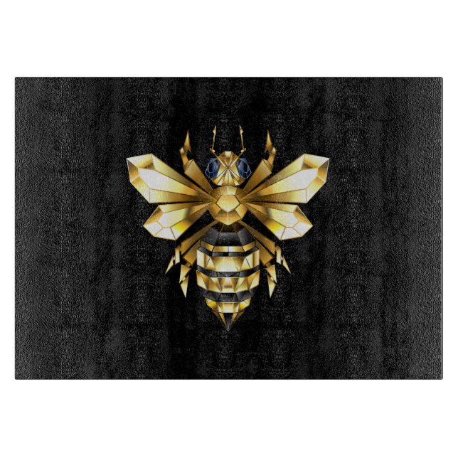 Faux Guld Foil Logotyp Bee Polygonon on Black (Framsidan)