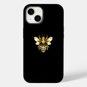 Faux Guld Foil Logotyp Bee Polygonon on Black