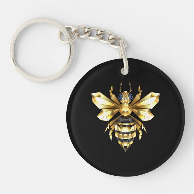 Faux Guld Foil Logotyp Bee Polygonon on Black (Framsidan)