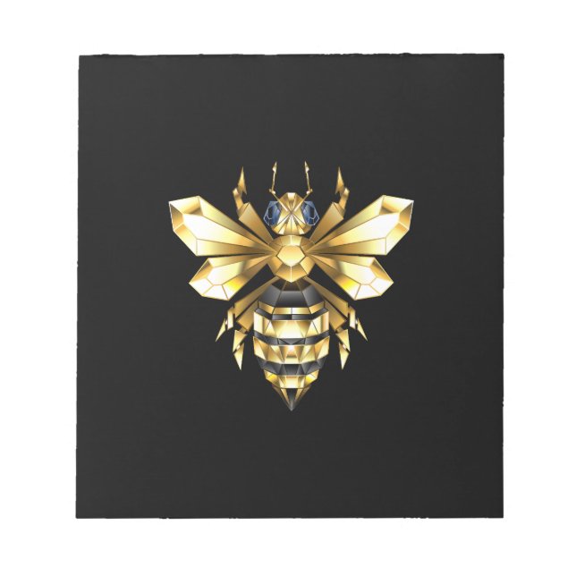 Faux Guld Foil Logotyp Bee Polygonon on Black Anteckningsblock (Framsida)