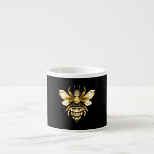 Faux Guld Foil Logotyp Bee Polygonon on Black Espressomugg