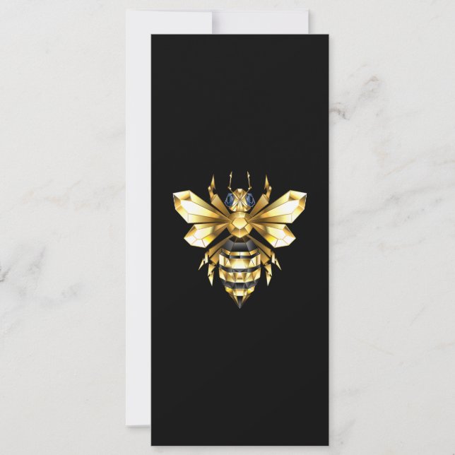 Faux Guld Foil Logotyp Bee Polygonon on Black Inbjudningar (Framsida)