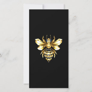 Faux Guld Foil Logotyp Bee Polygonon on Black Julkort