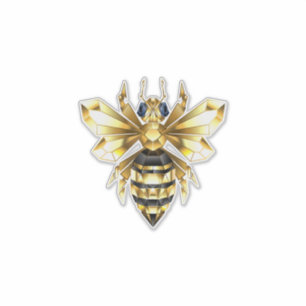 Faux Guld Foil Logotyp Bee Polygonon on Black Klistermärken