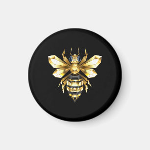 Faux Guld Foil Logotyp Bee Polygonon on Black Magnet