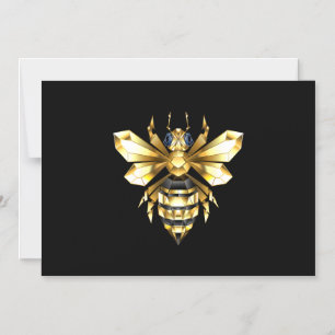 Faux Guld Foil Logotyp Bee Polygonon on Black Magnetisk Inbjudningskort