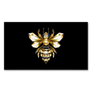 Faux Guld Foil Logotyp Bee Polygonon on Black Magnetiska Visitkort