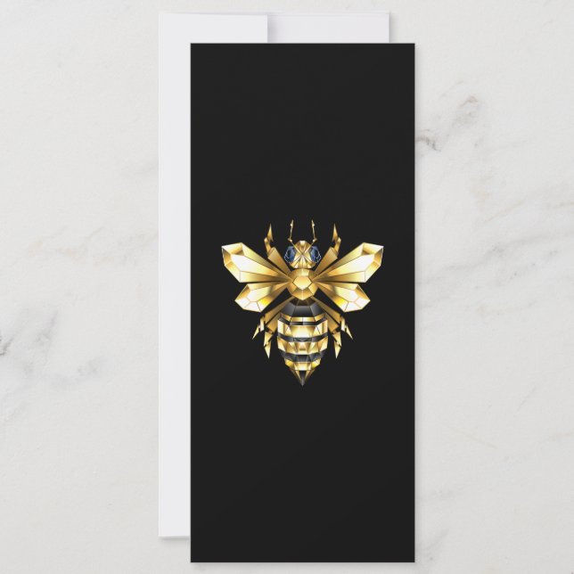 Faux Guld Foil Logotyp Bee Polygonon on Black Meddelande (Framsida)