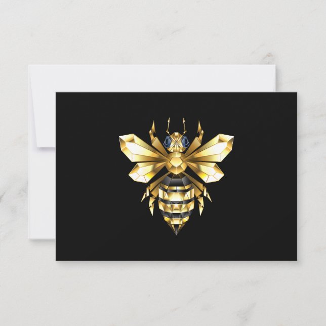 Faux Guld Foil Logotyp Bee Polygonon on Black Meddelande (Framsida)