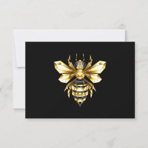 Faux Guld Foil Logotyp Bee Polygonon on Black Meddelande