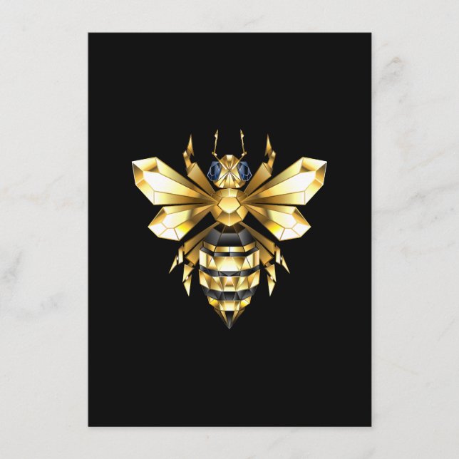 Faux Guld Foil Logotyp Bee Polygonon on Black Meny (Framsida)