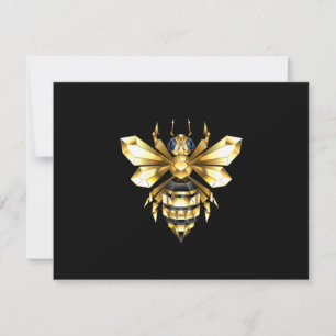Faux Guld Foil Logotyp Bee Polygonon on Black OSA Kort