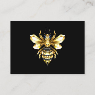 Faux Guld Foil Logotyp Bee Polygonon on Black Rabattkort