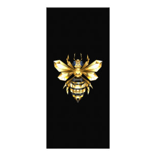 Faux Guld Foil Logotyp Bee Polygonon on Black Reklamkort