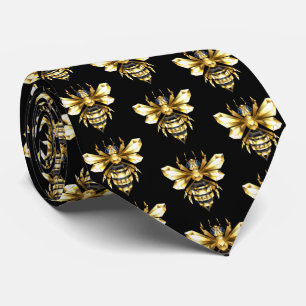 Faux Guld Foil Logotyp Bee Polygonon on Black Slips