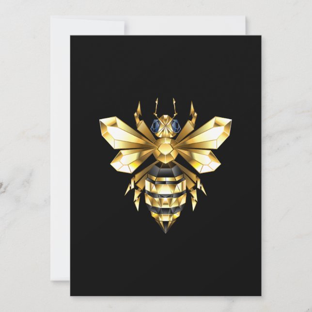 Faux Guld Foil Logotyp Bee Polygonon on Black Spara Datumet (Framsida)
