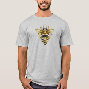 Faux Guld Foil Logotyp Bee Polygonon on Black T Shirt