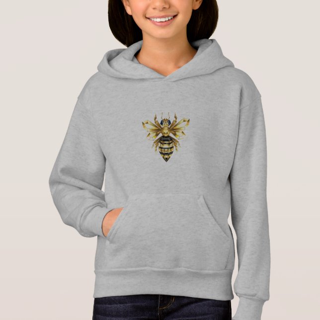 Faux Guld Foil Logotyp Bee Polygonon on Black T Shirt (Framsida)