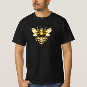Faux Guld Foil Logotyp Bee Polygonon on Black T Shirt