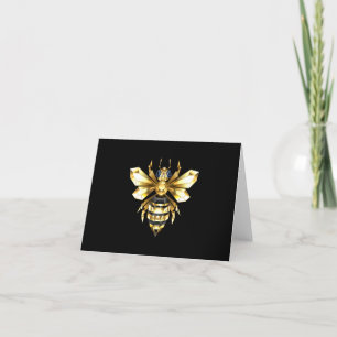 Faux Guld Foil Logotyp Bee Polygonon on Black Tack Kort