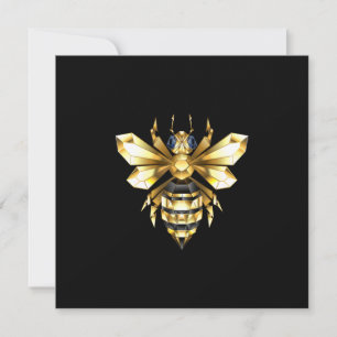 Faux Guld Foil Logotyp Bee Polygonon on Black Tack Kort