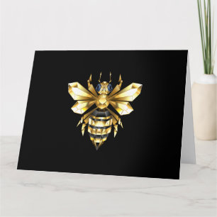Faux Guld Foil Logotyp Bee Polygonon on Black Tack Kort