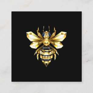 Faux Guld Foil Logotyp Bee Polygonon on Black Tilläggskort