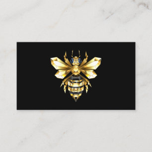 Faux Guld Foil Logotyp Bee Polygonon on Black Visitkort