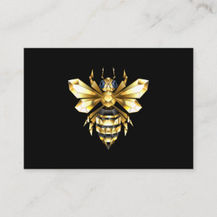 Faux Guld Foil Logotyp Bee Polygonon on Black Visitkort