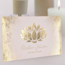 faux guld foil lotus esthetician visitkort