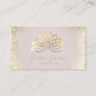 faux guld foil lotus logotyp esthetician visitkort
