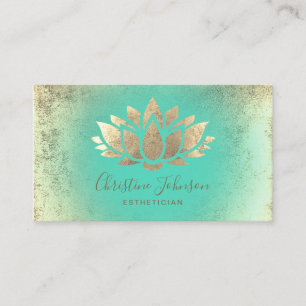 faux guld foil lotus mint esthetician visitkort